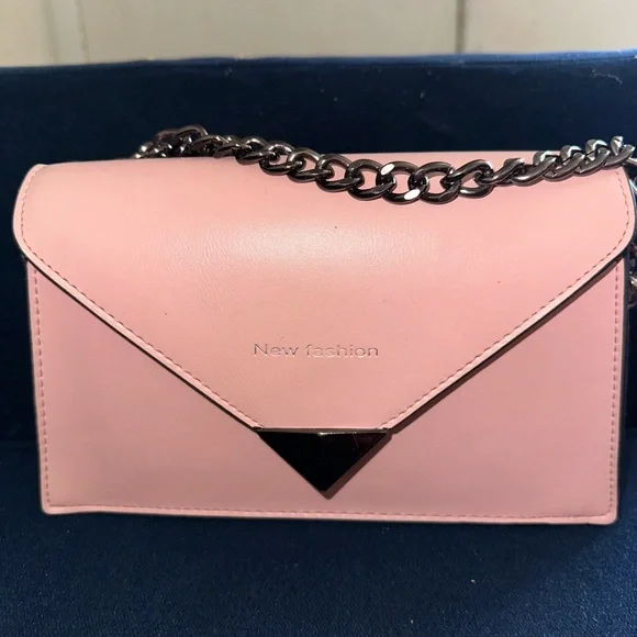 Pink Crossbody Bag with Chain Strap - Picture 3 of 8
